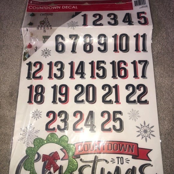 Countdown‎ To Christmas Wall Window Mirror Decals Advent Calendar New - Picture 9 of 12
